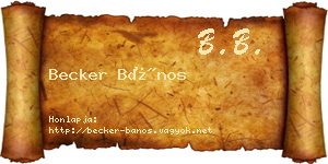 Becker Bános névjegykártya